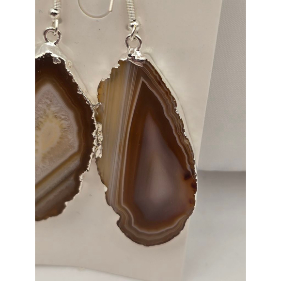 Agate Slice Drop Earrings - Picture 4 of 7